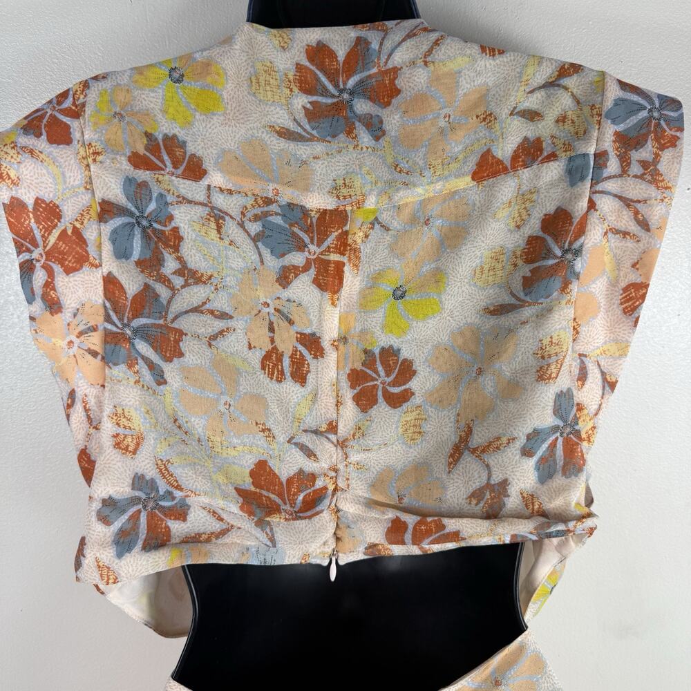 Joie Maeve B Silk Maxi Dress Apricot‎ Buff Orange Size 14 Nipped Waist Cutouts - Picture 7 of 12